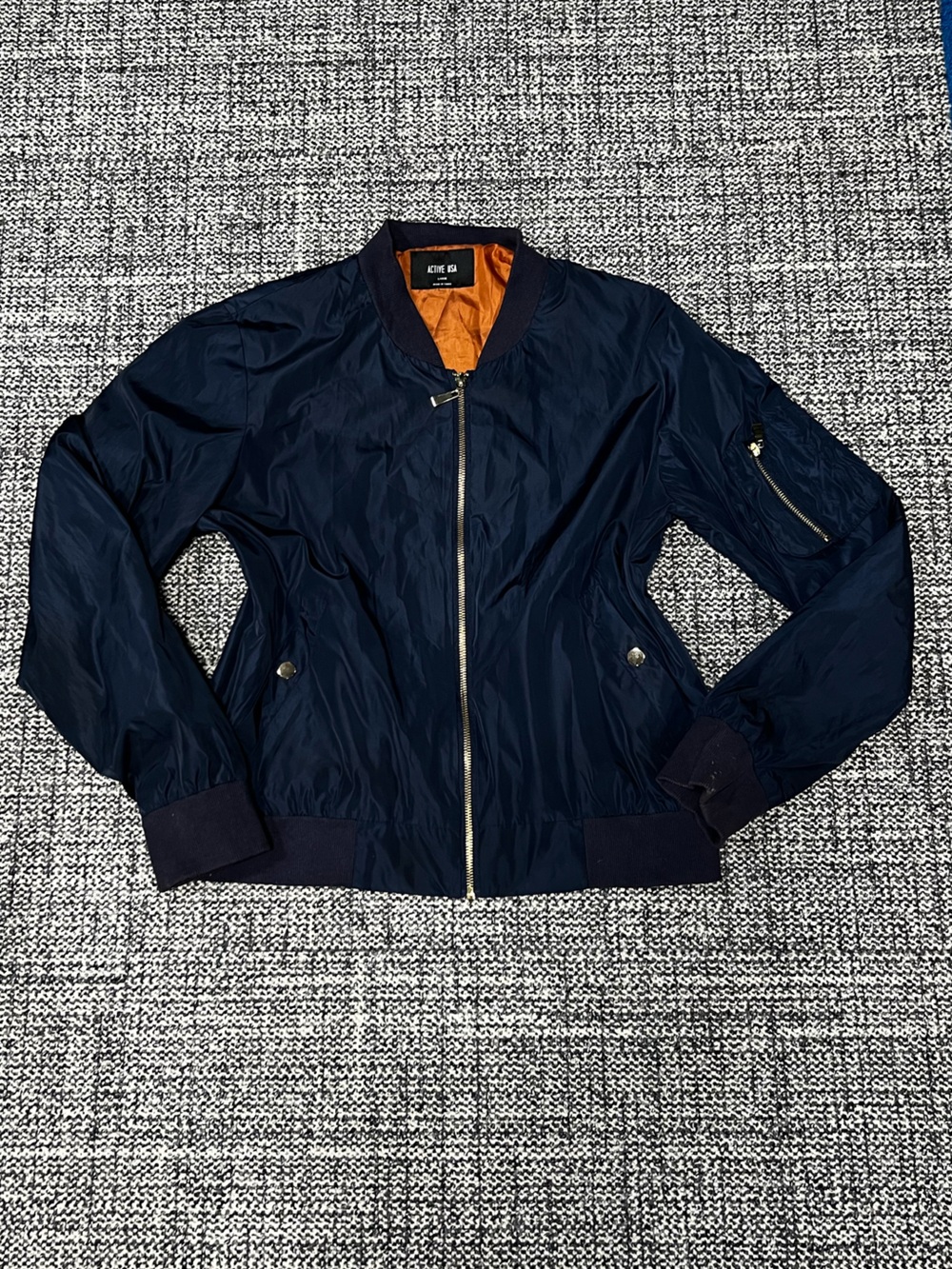 Active USA Navy Bomber Jacket with Orange Interior